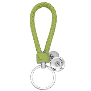 PU leather Keychain Keychain with Green button fit snaps chunks KC1216 Snaps Jewelry