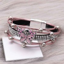 Butterfly 20MM snap charms Silver Plated with Pink rhinestone  KC9208 snaps jewelry
