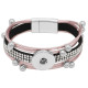 1 buttons Pink leather with white rhinestone KC0505 new type Bracelet fit 20mm snaps chunks
