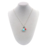 pendant Necklace with Green rhinestones And red pearls 42cm chain KS1293-S fit 12MM snaps jewelry