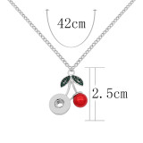 pendant Necklace with Green rhinestones And red pearls 42cm chain KS1293-S fit 12MM snaps jewelry