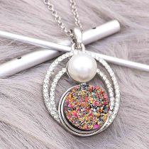 20MM Artificial Crystal charms snap Silver Plated with Rhinestone KC9220
