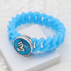 20MM Mermaid snap silver Plated with blue enamel charms KC9232 snaps jewerly
