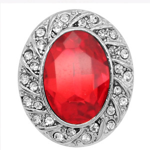 20MM design snap Silver Plated with red rhinestone  KC9231 charms snaps jewelry