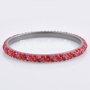 Three rows rhinestone stainless steel bangle Bracelet 