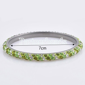 Three rows rhinestone stainless steel bangle Bracelet