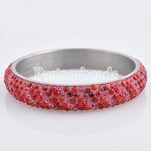 Five rows rhinestone stainless steel bangle Bracelet
