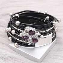 1 buttons Black leather KC0521 with Small Pendants new type bracelets fit 20mm snaps chunks