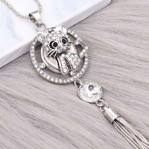20MM design Cat metal silver plated snap with white rhinestone KC9293 charms snaps jewelry