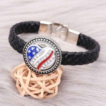 20MM love design National flag heart-shaped metal silver plated snap with rhinestone Enamel KC9297 charms snaps jewelry