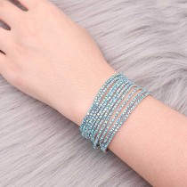 60 pcs/lot Rhinestones Sparkling Elastic Bracelet with 80pcs light blue color rhinestones