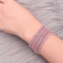 60 pcs/ lot Rhinestones Sparkling  Elastic Bracelet with 80pcs Rose color rhinestones