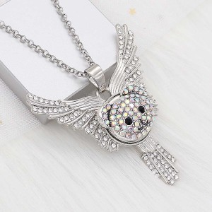 20MM design Bear head metal silver plated snap with white rhinestone KC9292 charms snaps jewelry