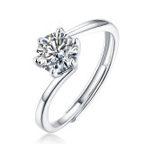 0.5-3 CT DEF VVS 6.5mm  Moissanite Diamond Cherish ring Sterling Silver Flying Star Ring Platinum plating adjustable size