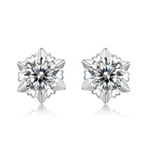 0.5 - 1CT DEF VVS 5mm Moissanite Snowflake studs earrings  Sterling Silver Snow Stud Earring Platinum plating 2pcs/pair