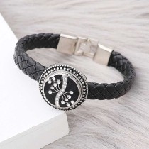20MM snap silver Plated rhinestones with Black enamel charms KC8109 snaps jewerly