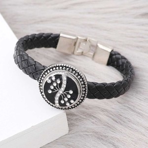 20MM snap silver Plated rhinestones with Black enamel charms KC8109 snaps jewerly