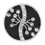 20MM snap silver Plated rhinestones with Black enamel charms KC8109 snaps jewerly