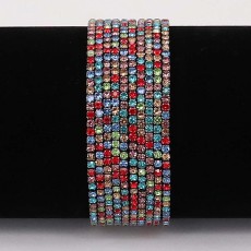 60 pcs/ lot Rhinestones Sparkling  Elastic  Bracelet with 80pcs colorful rhinestones