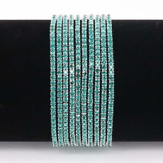 60 pcs/ lot Rhinestones Sparkling  Elastic Bracelet with 80pcs Light green rhinestones