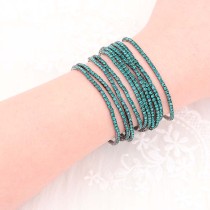 60 pcs/ lot Rhinestones Sparkling  Elastic  Bracelet with 80pcs Green rhinestones