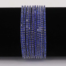60 pcs/ lot Rhinestones Sparkling  Elastic Bracelet with 80pcs Navy Blue rhinestones