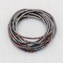 60 pcs/ lot Rhinestones Sparkling  Elastic  Bracelet with 80pcs colorful rhinestones