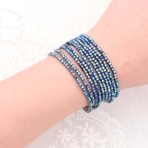 60 pcs/ lot Rhinestones Sparkling  Elastic  Bracelet with 80pcs Blue color rhinestones