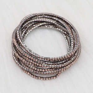 60 pcs/ lot Rhinestones Sparkling  Elastic  Bracelet with 80pcs Orange rhinestones