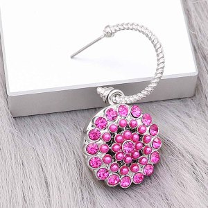 20MM snap silver Plated With rose-red pearls and rhinestones charms KC9325 snaps jewerly