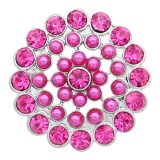 20MM snap silver Plated With rose-red pearls and rhinestones charms KC9325 snaps jewerly
