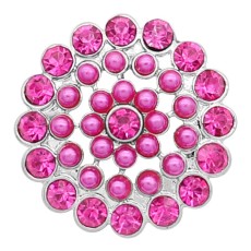 20MM snap silver Plated With rose-red pearls and rhinestones charms KC9325 snaps jewerly