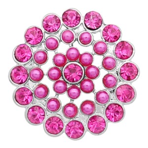 20MM snap silver Plated With rose-red pearls and rhinestones charms KC9325 snaps jewerly