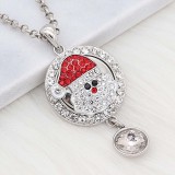 Christmas 20MM Santa Claus snap Silver Plated With Rhinestone  charms KC8175 snaps jewer