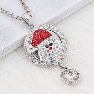 Christmas 20MM Santa Claus snap Silver Plated With Rhinestone  charms KC8175 snaps jewer