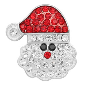 Christmas 20MM Santa Claus snap Silver Plated With Rhinestone  charms KC8175 snaps jewer