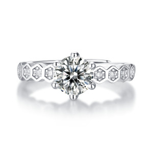 0.5 - 3 CT DEF Moissanite Nine Stars Ring Sterling Silver nine star wedding Rings Platinum plating adjustable size