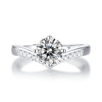 1 CT D 6.5mm Princess Crown Moissanite Diamond Sterling Silver Princess Crown wedding Rings Platinum plating adjustable size