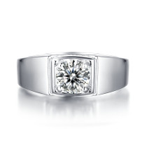 1 - 5 CT DEF Moissanite Classic male ring Sterling Silver Man Classic wedding Rings Platinum plating adjustable size