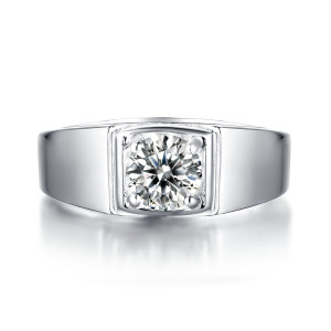 1 - 5 CT DEF Moissanite Classic male ring Sterling Silver Man Classic wedding Rings Platinum plating adjustable size