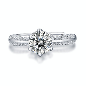 0.5-3 CT DEF VVS 6.5mm Moissanite Diamond Half of the world  Sterling Silver Classic Engagement Rings Platinum plating adjustable size