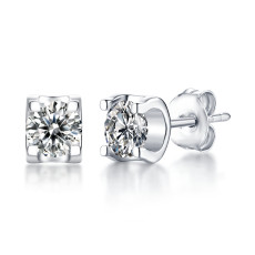 0.5CT and1CT DEF VVS Moissanite Bull head studs earrings  Diamond Sterling Silver Classic Stud Earring Platinum plating 2pcs/pair