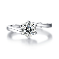 0.5-3 CT DEF VVS 6.5mm  Moissanite Diamond Cherish ring Sterling Silver Flying Star Ring Platinum plating adjustable size