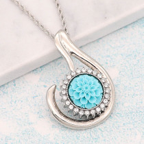 20MM Flowers snap silver Plated Cyan resin KC9236 charms snaps jewelry
