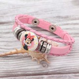Pink Leather Snap bracelets KC0529  fit 20mm snaps chunks 1 button