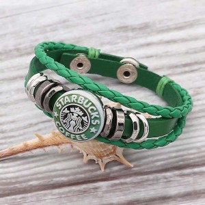 Green leather Snap bracelets fit 1pc 20mm snaps chunks KC0527