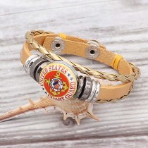 Golden  Leather Snap bracelets KC0530  fit 20mm snaps chunks 1 button