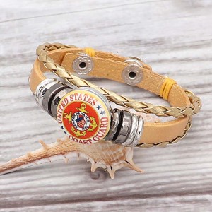 Golden  Leather Snap bracelets KC0530  fit 20mm snaps chunks 1 button