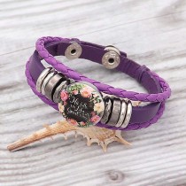 Purple Leather Snap Bracelet  KC0525  fit 1 buttons 20mm snaps chunks