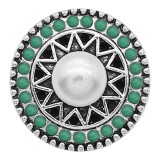20MM pearl snap Silver Plated with green beads charms KC9392 snaps jewerly